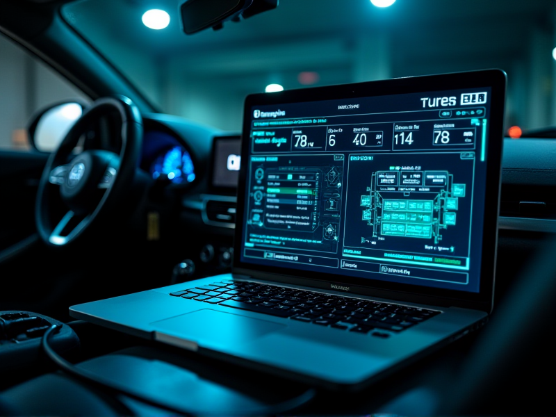 Diagnostyka VCDS — podłączony komputer diagnostyczny