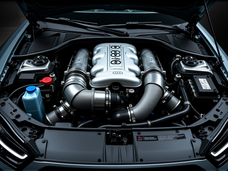 Inspekcja silnika EA888 — technik przy pracy